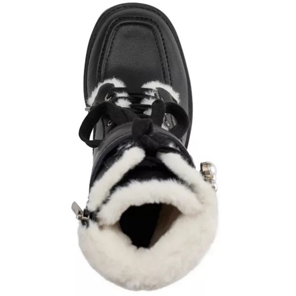 Karl Lagerfeld Paris Dottie Faux Fur Block Heel Leather Booties Size 7 - Picture 9 of 12
